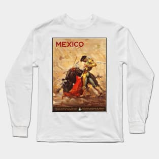 Matador and Bull - Vintage Mexico Travel Poster Design Long Sleeve T-Shirt